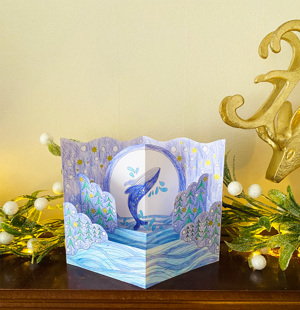 Papercraft whale greetings card